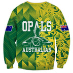 Australian Opals Basketball Sweatshirt Geometric Tribal Pattern In Green And Gold Athletic Art