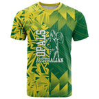 Australian Opals Basketball T Shirt Geometric Tribal Pattern In Green And Gold Athletic Art