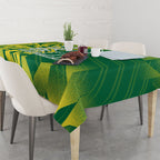 Australian Opals Basketball Tablecloth Geometric Tribal Pattern In Green And Gold Athletic Art
