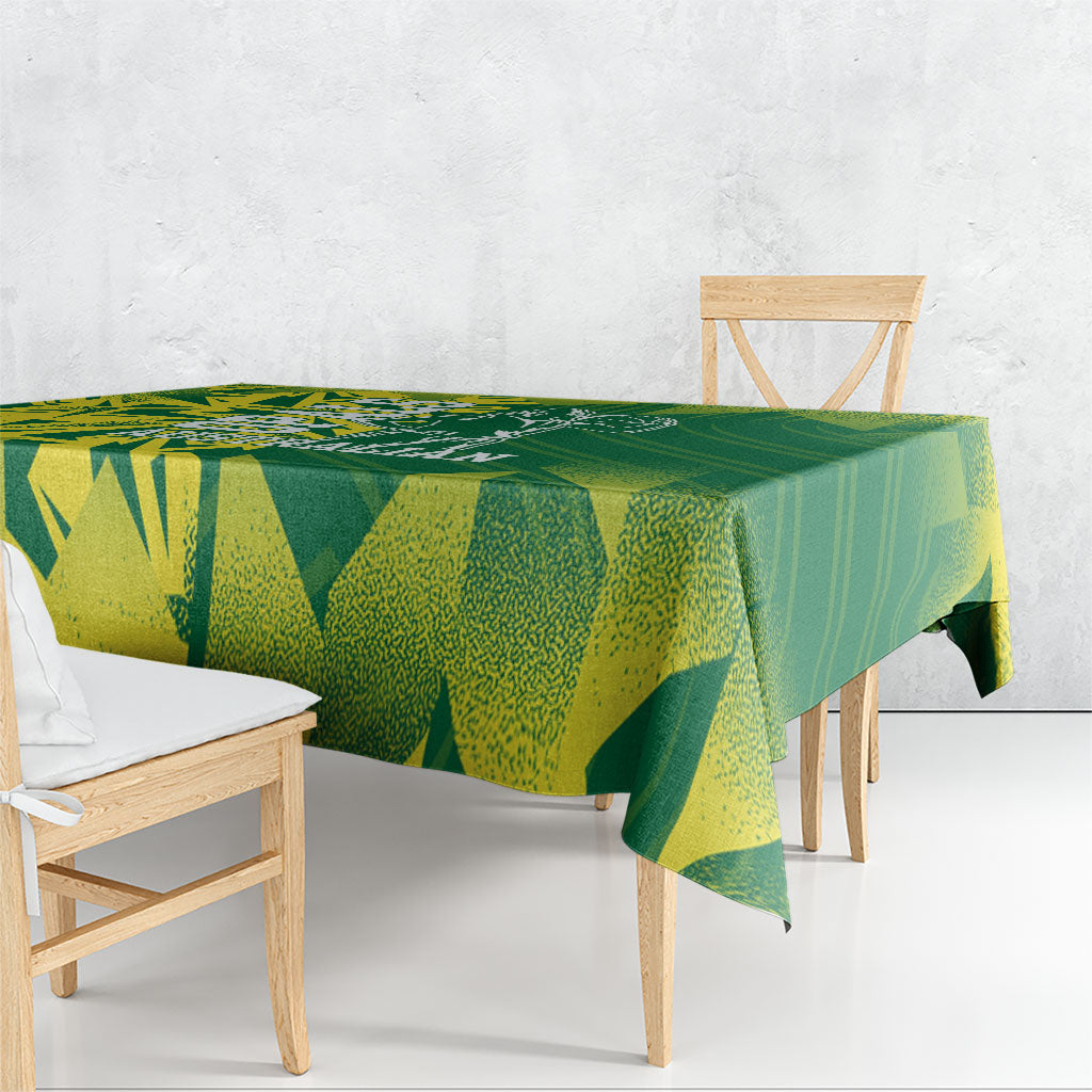 Australian Opals Basketball Tablecloth Geometric Tribal Pattern In Green And Gold Athletic Art