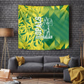 Australian Opals Basketball Tapestry Geometric Tribal Pattern In Green And Gold Athletic Art