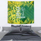 Australian Opals Basketball Tapestry Geometric Tribal Pattern In Green And Gold Athletic Art