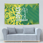 Australian Opals Basketball Tapestry Geometric Tribal Pattern In Green And Gold Athletic Art