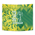 Australian Opals Basketball Tapestry Geometric Tribal Pattern In Green And Gold Athletic Art