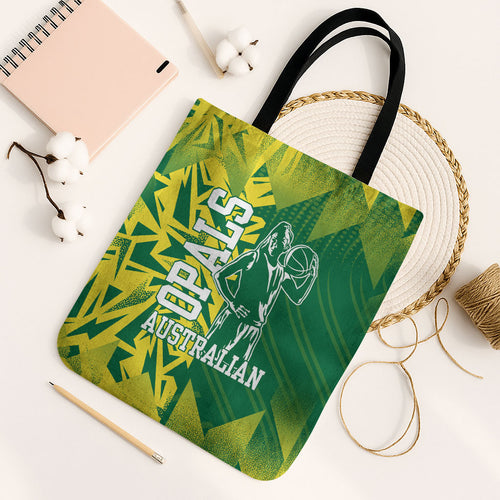 Australian Opals Basketball Tote Bag Geometric Tribal Pattern In Green And Gold Athletic Art