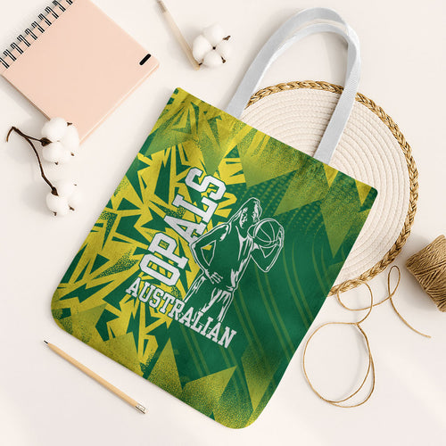 Australian Opals Basketball Tote Bag Geometric Tribal Pattern In Green And Gold Athletic Art