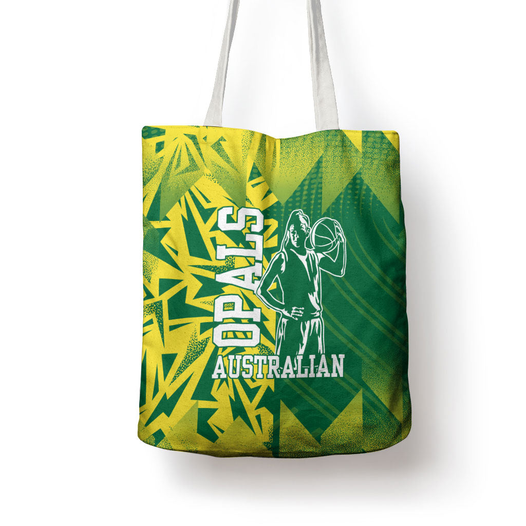 Australian Opals Basketball Tote Bag Geometric Tribal Pattern In Green And Gold Athletic Art