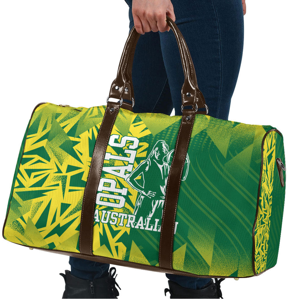 Australian Opals Basketball Travel Bag Geometric Tribal Pattern In Green And Gold Athletic Art