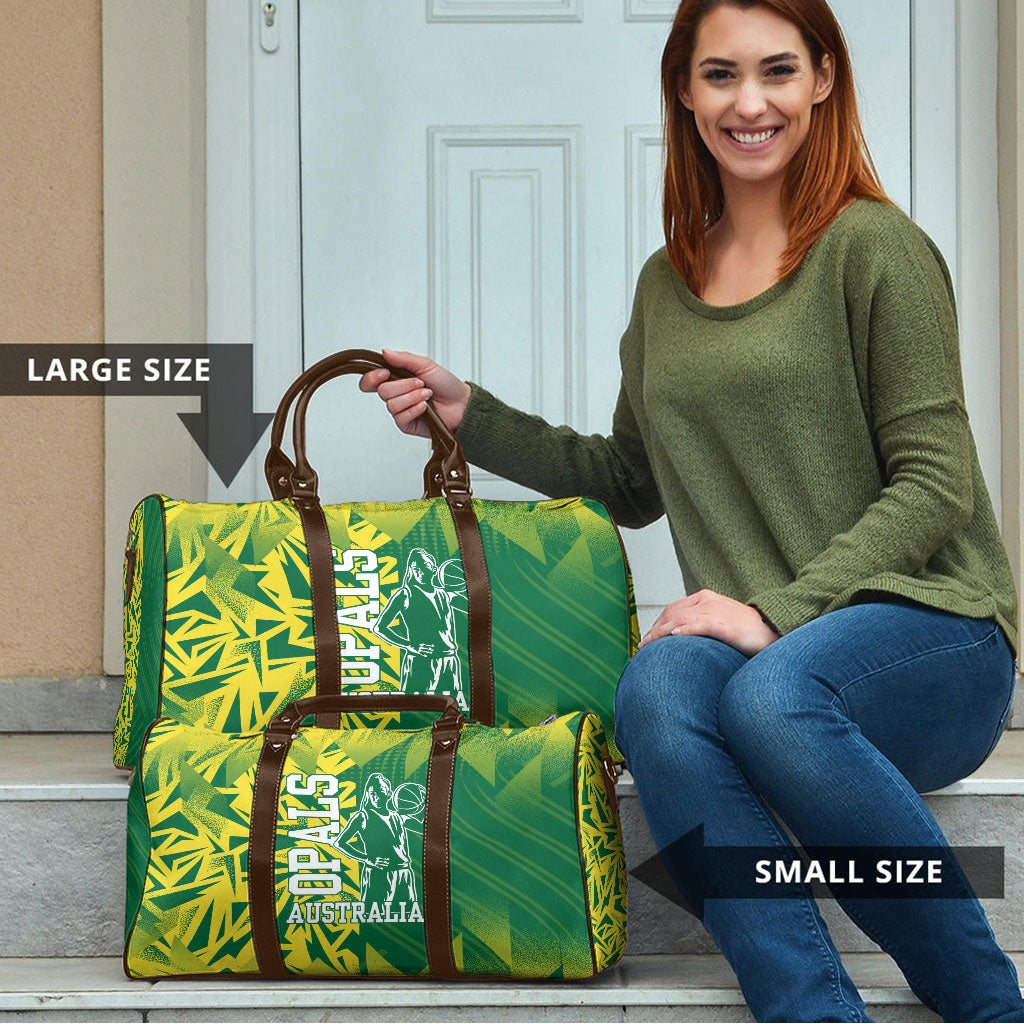 Australian Opals Basketball Travel Bag Geometric Tribal Pattern In Green And Gold Athletic Art