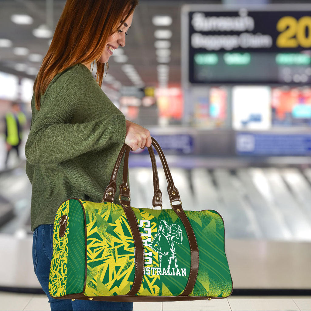 Australian Opals Basketball Travel Bag Geometric Tribal Pattern In Green And Gold Athletic Art