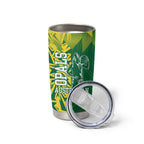 Australian Opals Basketball Tumbler Cup Geometric Tribal Pattern In Green And Gold Athletic Art