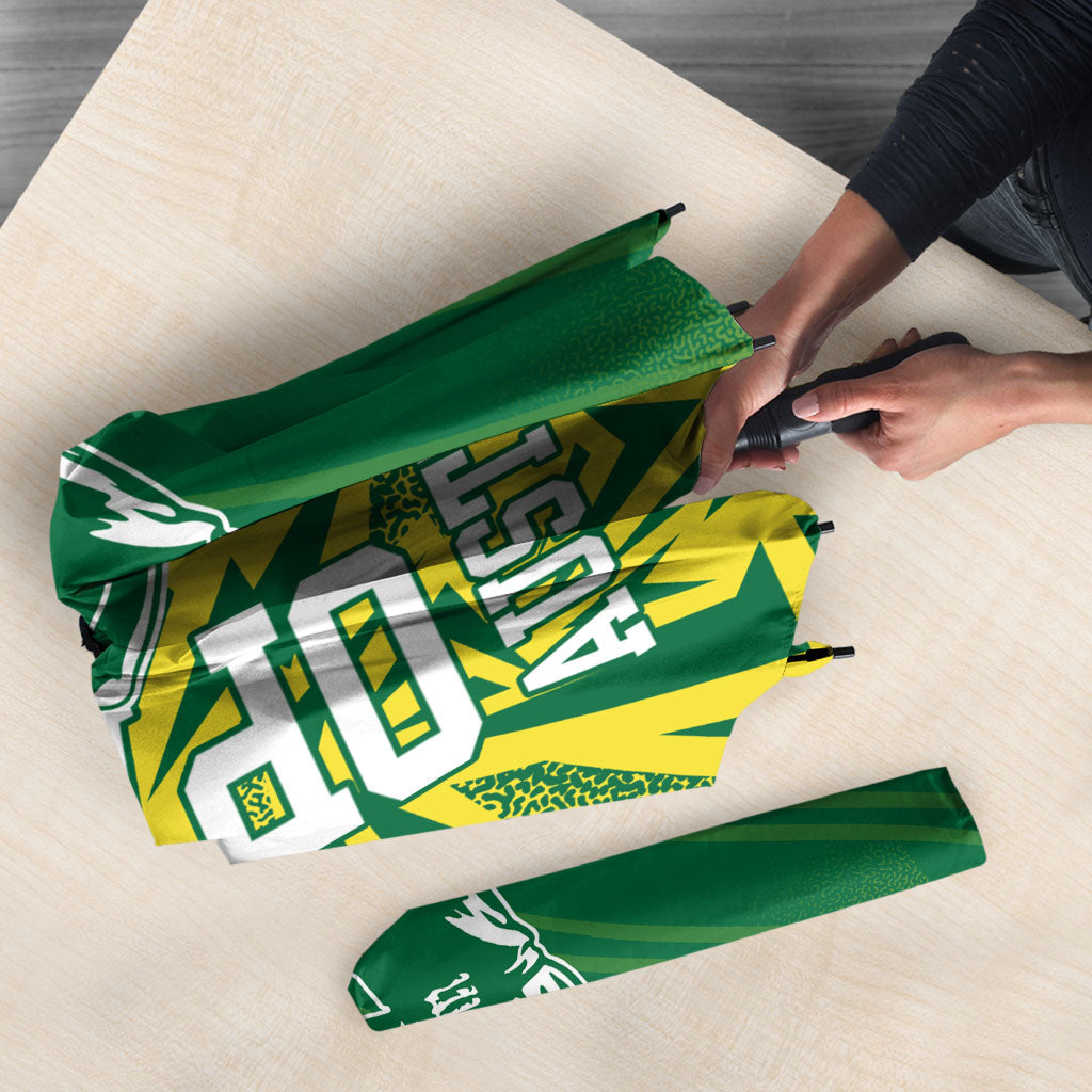 Australian Opals Basketball Umbrella Geometric Tribal Pattern In Green And Gold Athletic Art