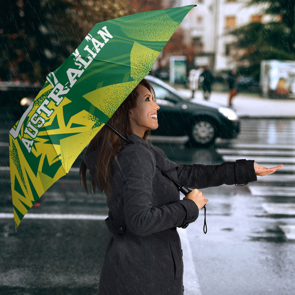 Australian Opals Basketball Umbrella Geometric Tribal Pattern In Green And Gold Athletic Art