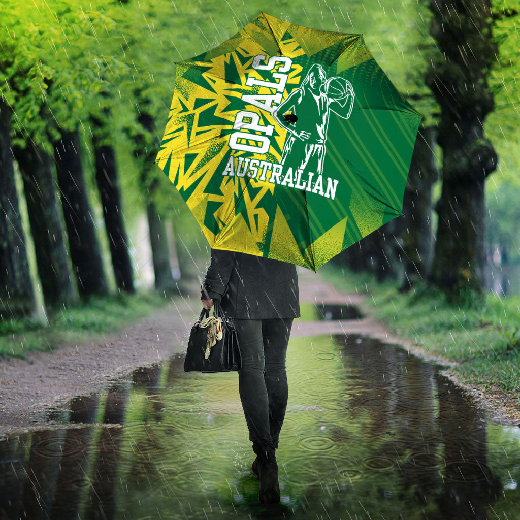 Australian Opals Basketball Umbrella Geometric Tribal Pattern In Green And Gold Athletic Art