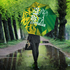 Australian Opals Basketball Umbrella Geometric Tribal Pattern In Green And Gold Athletic Art