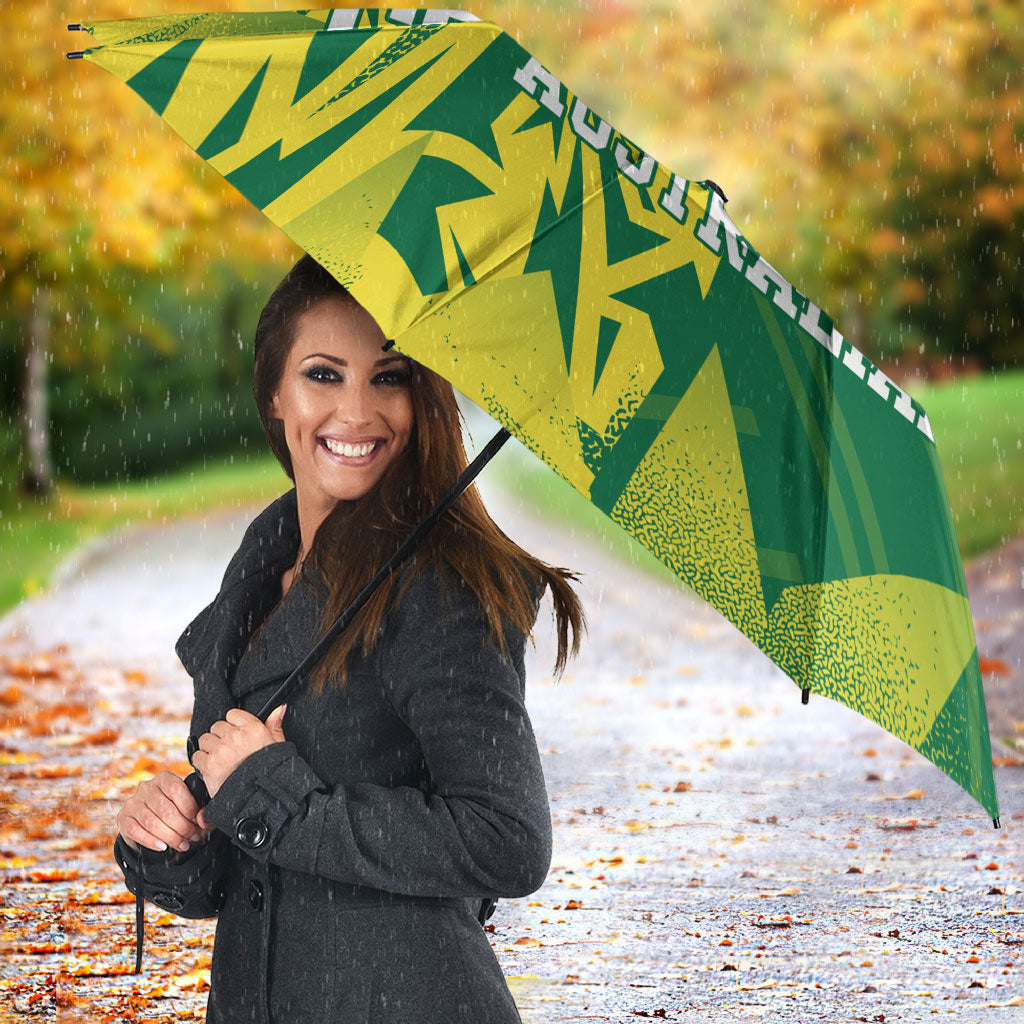 Australian Opals Basketball Umbrella Geometric Tribal Pattern In Green And Gold Athletic Art