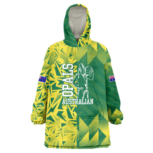 Australian Opals Basketball Wearable Blanket Hoodie Geometric Tribal Pattern In Green And Gold Athletic Art