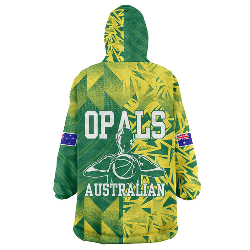 Australian Opals Basketball Wearable Blanket Hoodie Geometric Tribal Pattern In Green And Gold Athletic Art