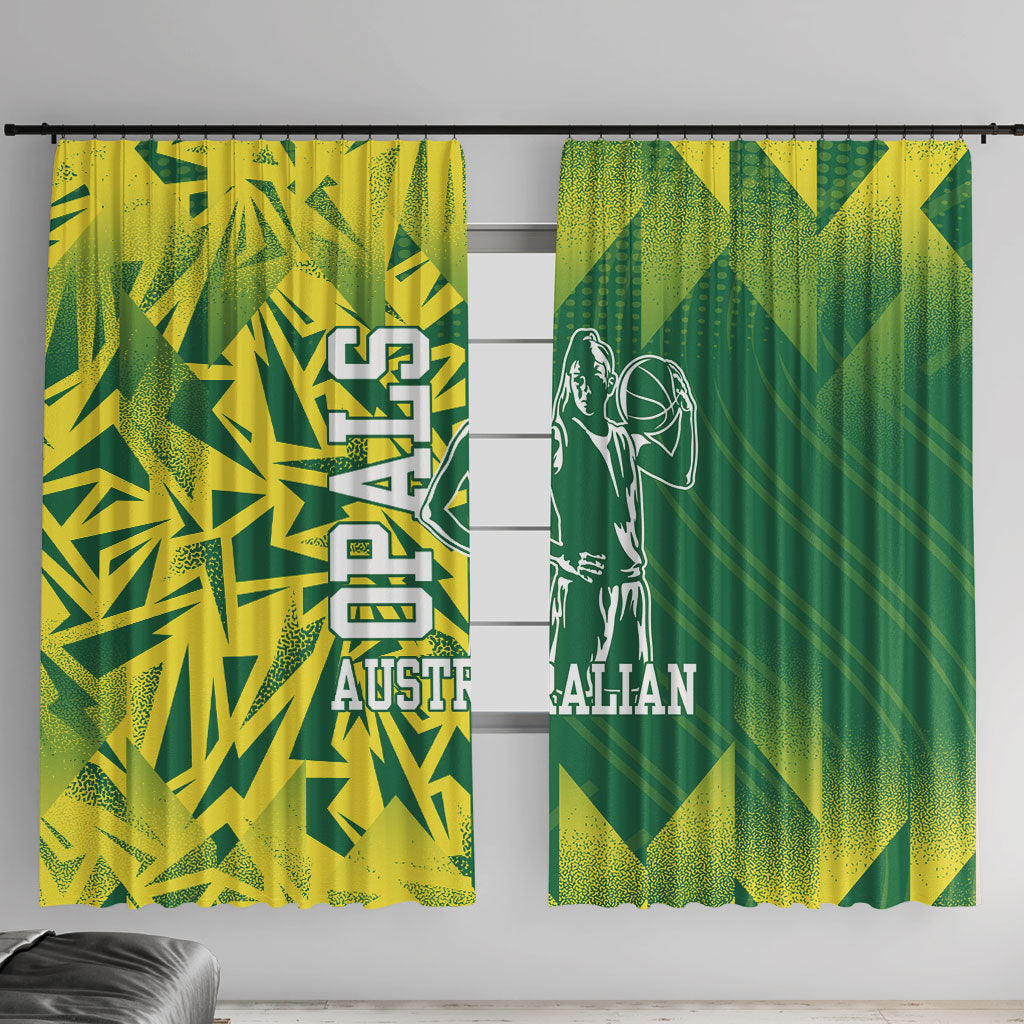 Australian Opals Basketball Window Curtain Geometric Tribal Pattern In Green And Gold Athletic Art