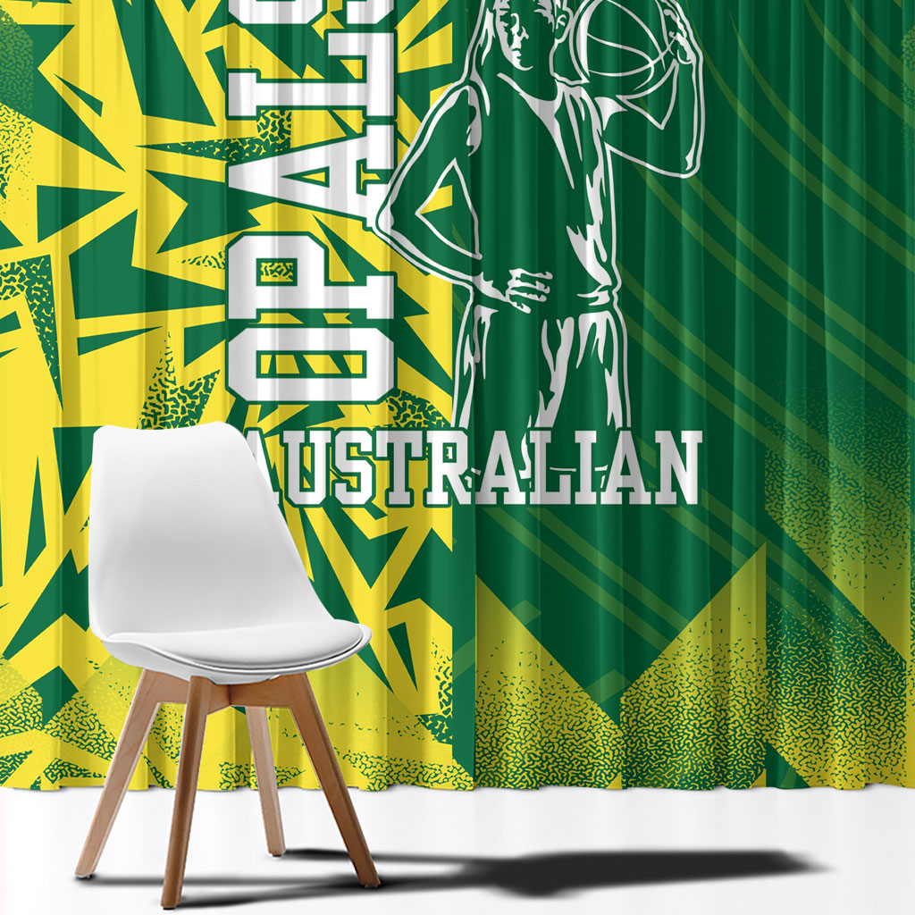 Australian Opals Basketball Window Curtain Geometric Tribal Pattern In Green And Gold Athletic Art