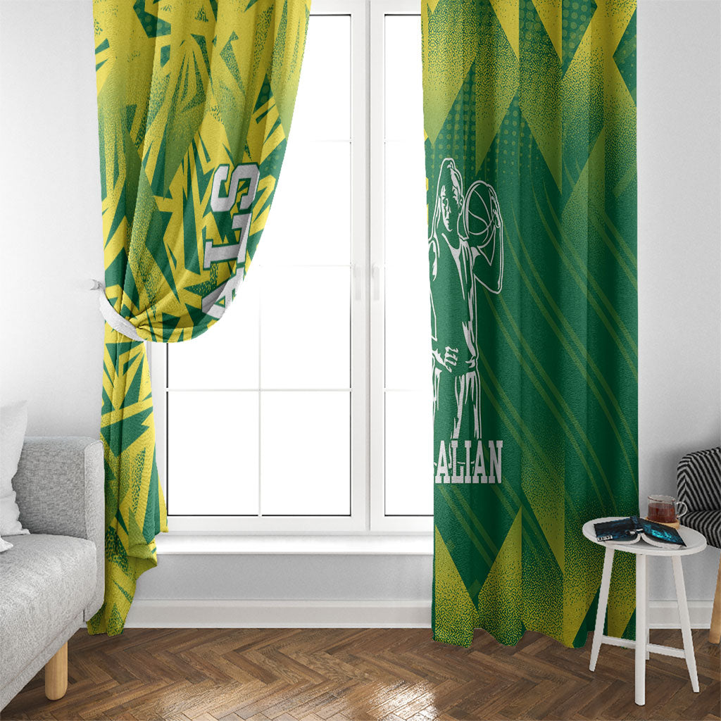 Australian Opals Basketball Window Curtain Geometric Tribal Pattern In Green And Gold Athletic Art