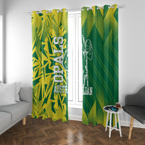 Australian Opals Basketball Window Curtain Geometric Tribal Pattern In Green And Gold Athletic Art