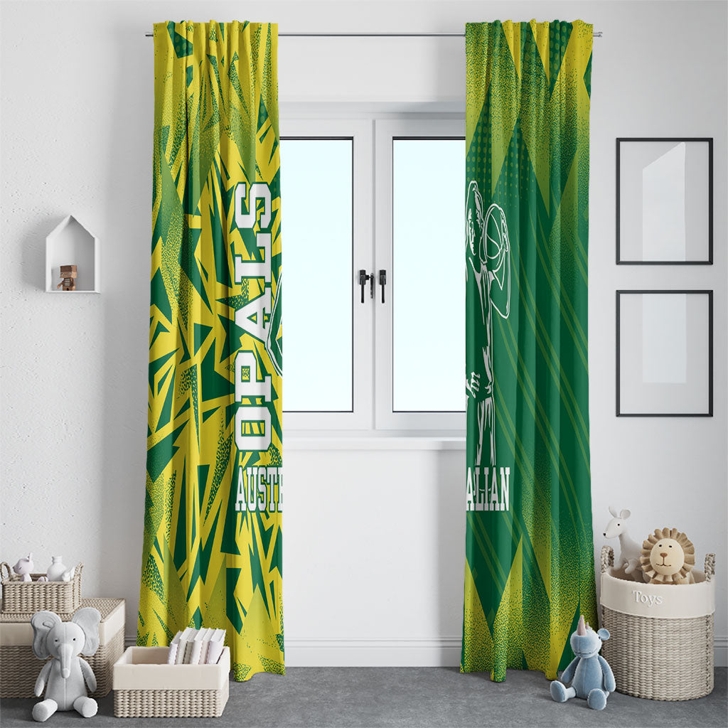 Australian Opals Basketball Window Curtain Geometric Tribal Pattern In Green And Gold Athletic Art