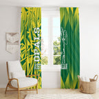 Australian Opals Basketball Window Curtain Geometric Tribal Pattern In Green And Gold Athletic Art