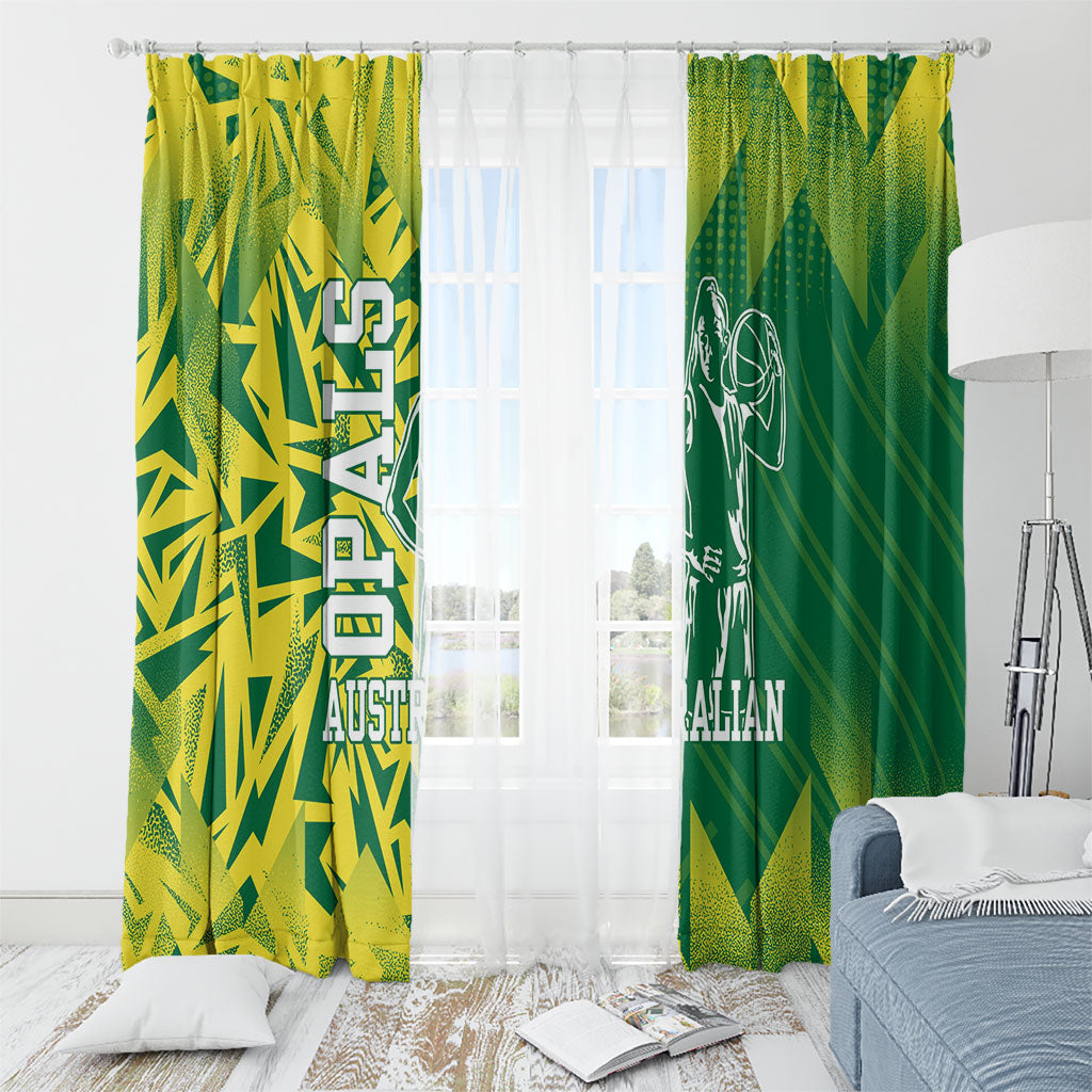 Australian Opals Basketball Window Curtain Geometric Tribal Pattern In Green And Gold Athletic Art