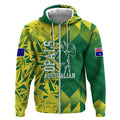 Australian Opals Basketball Zip Hoodie Geometric Tribal Pattern In Green And Gold Athletic Art