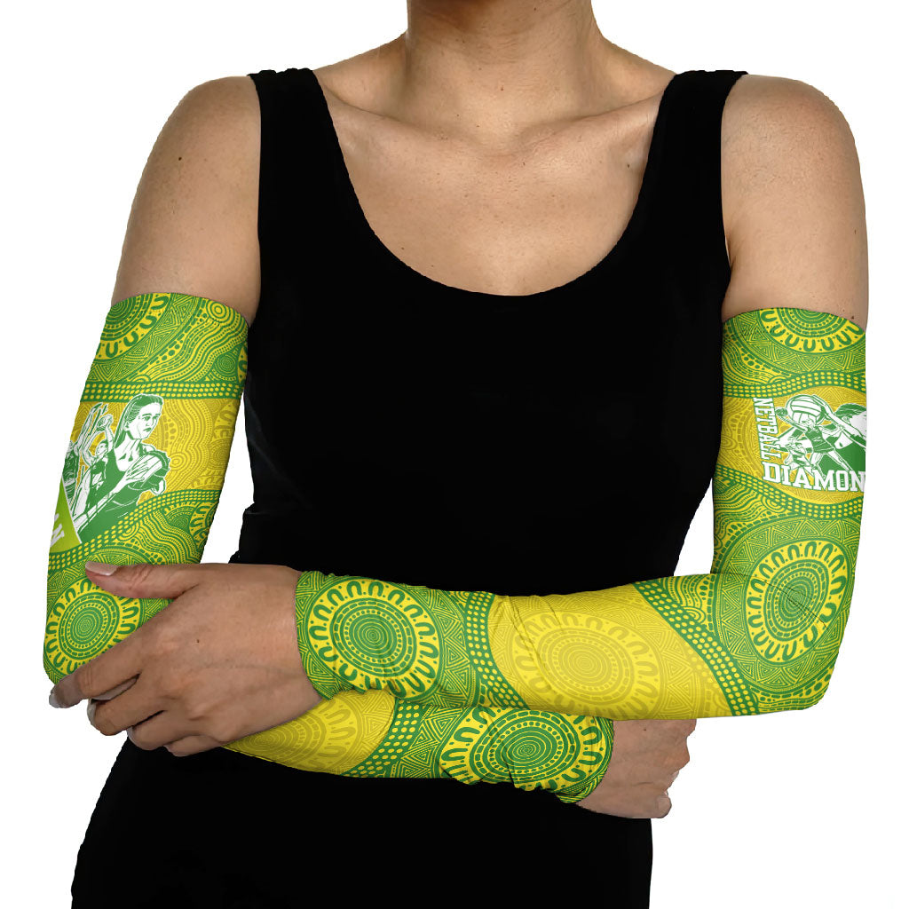 Australian Diamonds Netball Arm Sleeves Indigenous Aboriginal Art Style Dot Pattern Graphics