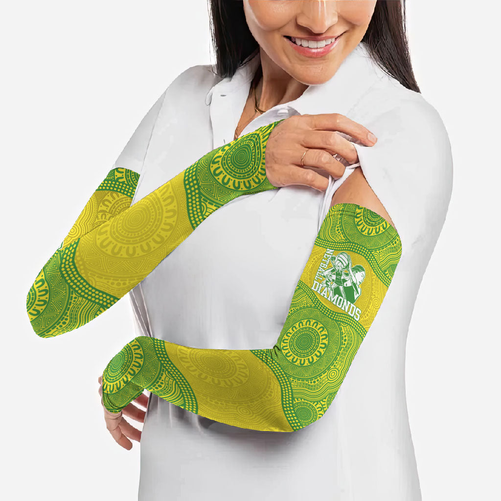 Australian Diamonds Netball Arm Sleeves Indigenous Aboriginal Art Style Dot Pattern Graphics