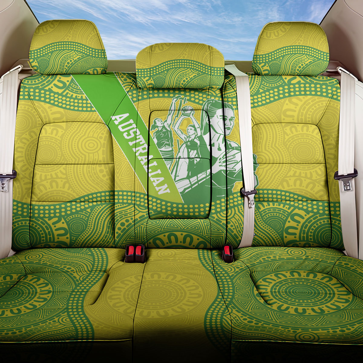 Australian Diamonds Netball Back Car Seat Cover Indigenous Aboriginal Art Style Dot Pattern Graphics