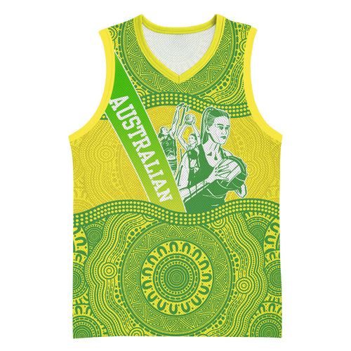 Australian Diamonds Netball Basketball Jersey Indigenous Aboriginal Art Style Dot Pattern Graphics