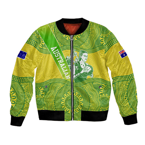 Australian Diamonds Netball Bomber Jacket Indigenous Aboriginal Art Style Dot Pattern Graphics