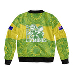 Australian Diamonds Netball Bomber Jacket Indigenous Aboriginal Art Style Dot Pattern Graphics