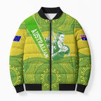 Australian Diamonds Netball Bomber Puffer Jacket Indigenous Aboriginal Art Style Dot Pattern Graphics