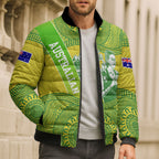 Australian Diamonds Netball Bomber Puffer Jacket Indigenous Aboriginal Art Style Dot Pattern Graphics