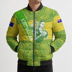 Australian Diamonds Netball Bomber Puffer Jacket Indigenous Aboriginal Art Style Dot Pattern Graphics