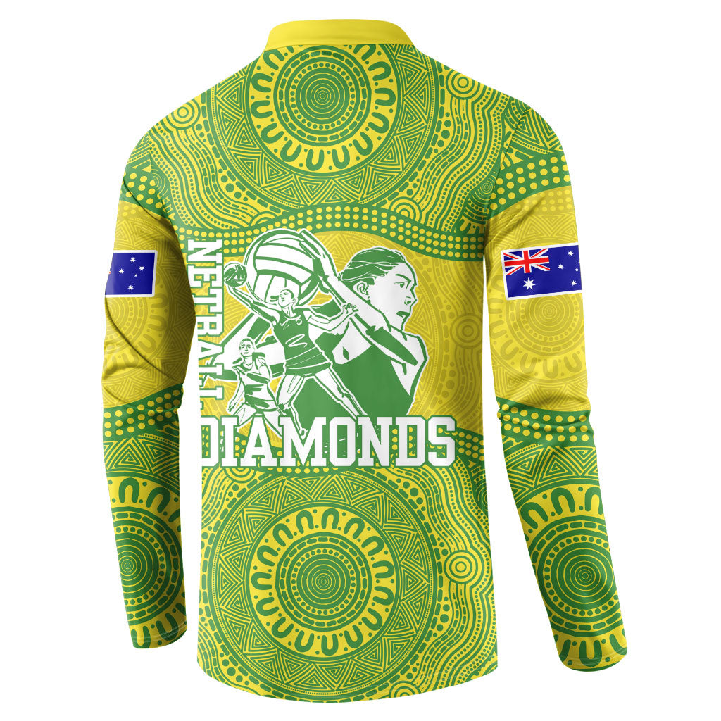 Australian Diamonds Netball Button Sweatshirt Indigenous Aboriginal Art Style Dot Pattern Graphics