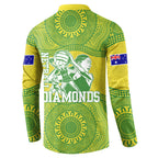 Australian Diamonds Netball Button Sweatshirt Indigenous Aboriginal Art Style Dot Pattern Graphics
