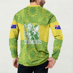 Australian Diamonds Netball Button Sweatshirt Indigenous Aboriginal Art Style Dot Pattern Graphics