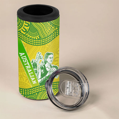 Australian Diamonds Netball 4 in 1 Can Cooler Tumbler Indigenous Aboriginal Art Style Dot Pattern Graphics
