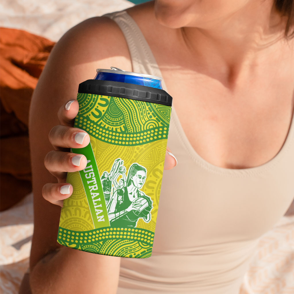 Australian Diamonds Netball 4 in 1 Can Cooler Tumbler Indigenous Aboriginal Art Style Dot Pattern Graphics