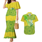 Australian Diamonds Netball Couples Matching Mermaid Dress and Hawaiian Shirt Indigenous Aboriginal Art Style Dot Pattern Graphics