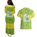 Australian Diamonds Netball Couples Matching Puletasi and Hawaiian Shirt Indigenous Aboriginal Art Style Dot Pattern Graphics