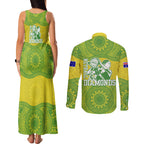 Australian Diamonds Netball Couples Matching Tank Maxi Dress and Long Sleeve Button Shirt Indigenous Aboriginal Art Style Dot Pattern Graphics