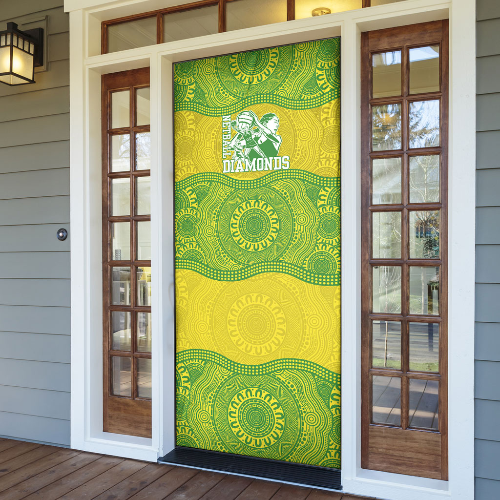 Australian Diamonds Netball Door Cover Indigenous Aboriginal Art Style Dot Pattern Graphics