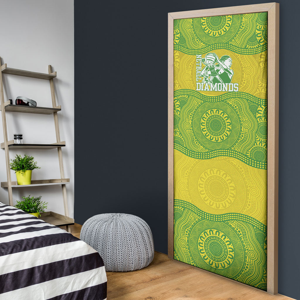 Australian Diamonds Netball Door Cover Indigenous Aboriginal Art Style Dot Pattern Graphics