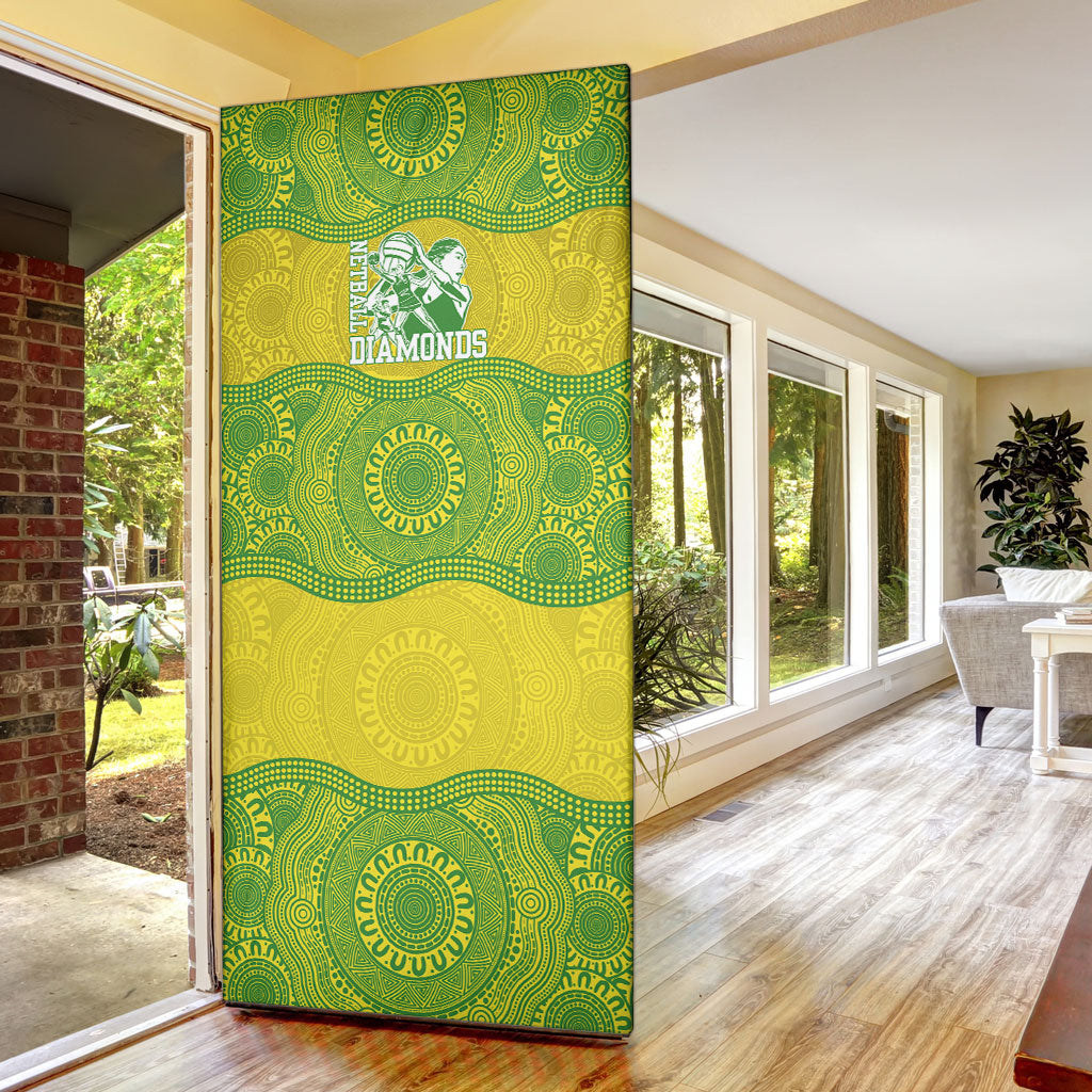 Australian Diamonds Netball Door Cover Indigenous Aboriginal Art Style Dot Pattern Graphics